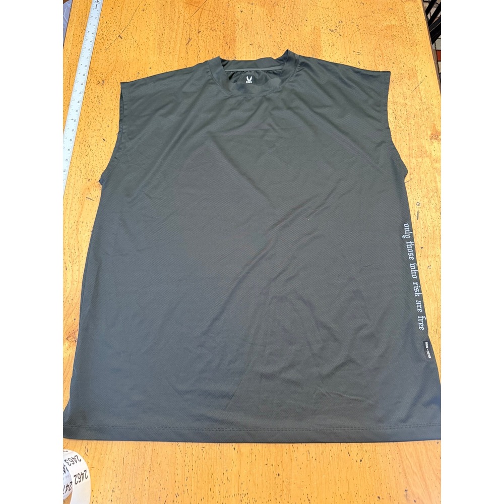 ASRV DSG-0829 Size L Mens Sleeveless Training Tank Top Charcoal Grey Gym Shirt